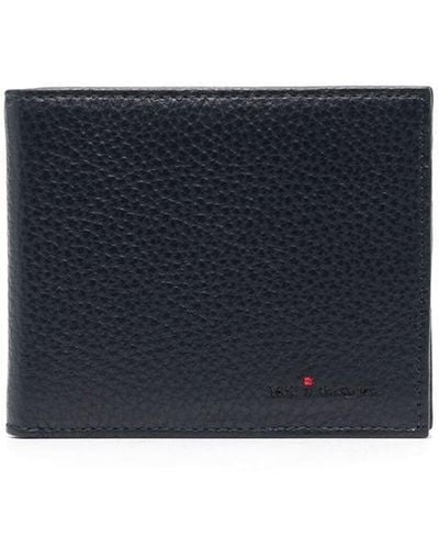 Kiton Navy Blue Tumbled Leather Horizontal Wallet