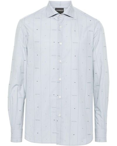 Emporio Armani Striped Logo-print Shirt - White