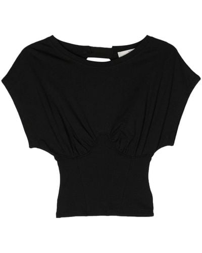Tela Mabbie シャーリング Tシャツ - ブラック
