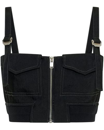Dion Lee Sleeveless Cropped Bustier Top - Black