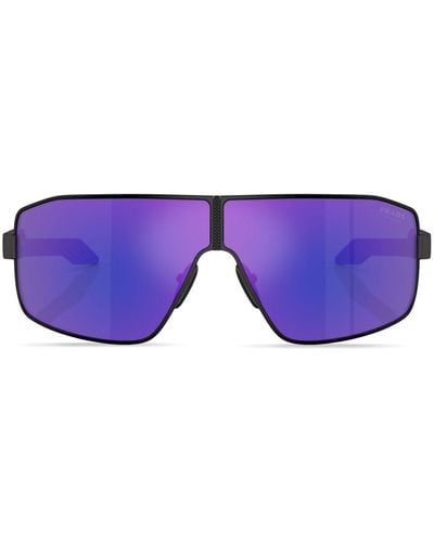 Prada Linea Rossa Logo-print Oversize-frame Sunglasses - Purple
