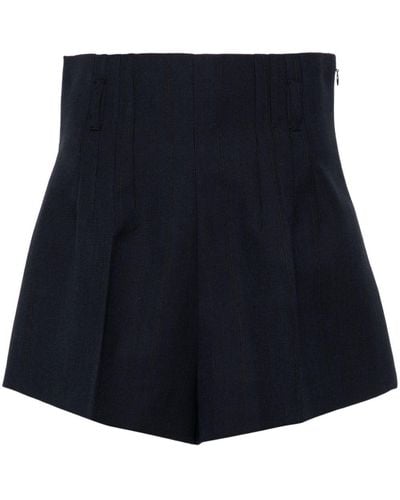 Prada Dart-detail Wool Shorts - Blue
