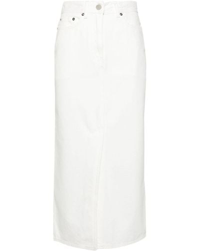 Loulou Studio Straight Denim Midi Skirt - White