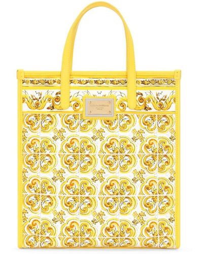 Dolce & Gabbana Medium Majolica-print canvas tote bag - Gelb
