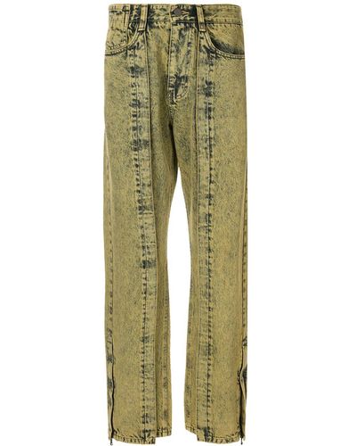 WOOYOUNGMI Faded Wash Jeans - Yellow