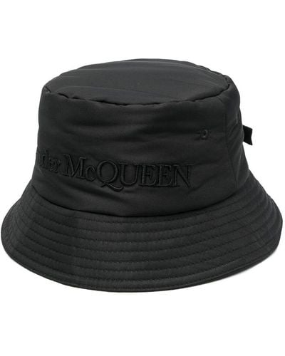 Alexander McQueen Bucket Hat With Embroidered Logo - Black