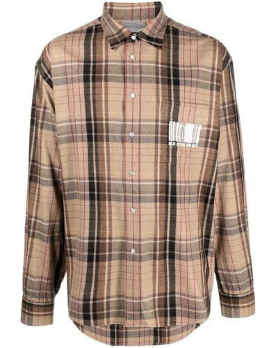 VTMNTS Plaid-check Long-sleeve Shirt - Brown