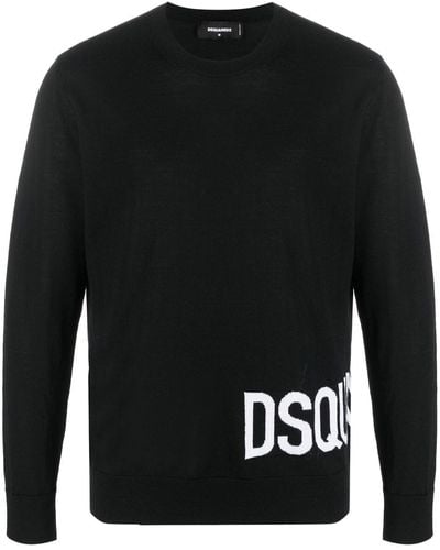 DSquared² Logo-intarsia crew-neck sweater - Negro