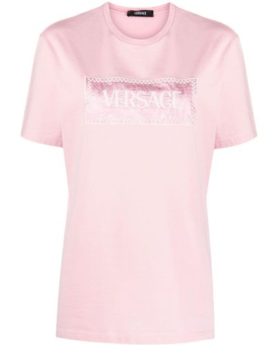 Versace 90s Vintage Barocco Cotton T-shirt - Pink
