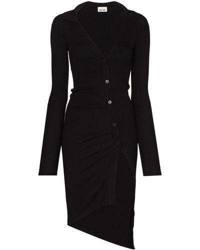 Alix Lanett Button-up Asymmetric Dress - Black