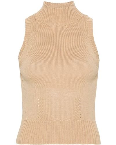 Ermanno Scervino High-neck Knitted Tank Top - Natural