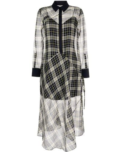 Ports 1961 Semi-sheer Checkered Maxi Dress - Grey