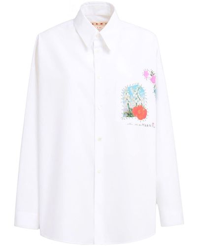 Marni Camisa con aplique floral - Blanco