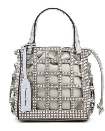 Oscar de la Renta Mini sac à main Crystal Grid - Gris