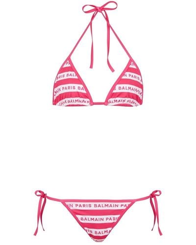 Balmain Bikini Met Logoprint - Roze