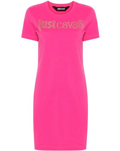 Just Cavalli Logo-embellished Cotton Shirt Dress - Pink