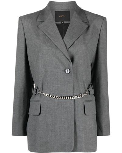 Maje Chain-belt Tailored Blazer - Grey
