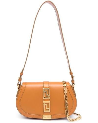 Versace Greca Goddess Leather Shoulder Bag - Orange