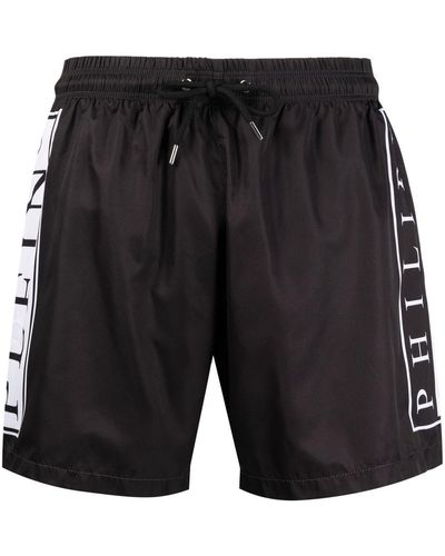 Philipp Plein Logo-print Drawstring-waist Swim Shorts - Black