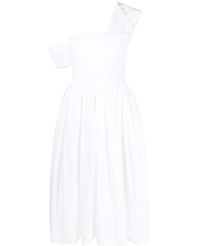 Alexander McQueen Off-shoulder Cotton Midi Dress - White