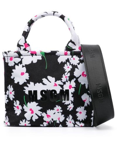 MSGM Mini Handtasche mit floralem Print - Schwarz