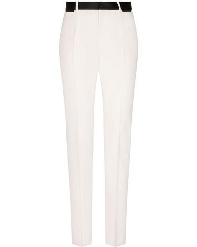 Dolce & Gabbana Stretch Wool Tuxedo Trousers - White