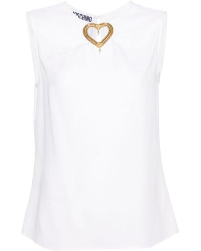 Moschino Ärmellose Bluse mit Herz-Cut-Out - Weiß