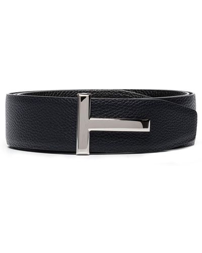 Tom Ford T Buckle Reversible Leather Belt - Black