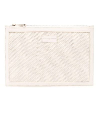 Aspinal of London Large Essential Leather Clutch Bag - Natural