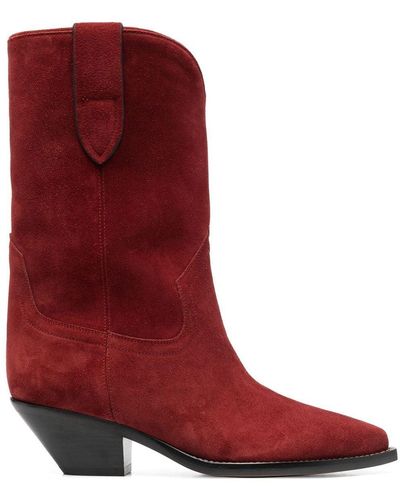 Isabel Marant Heeled 65mm Suede Boots - Red