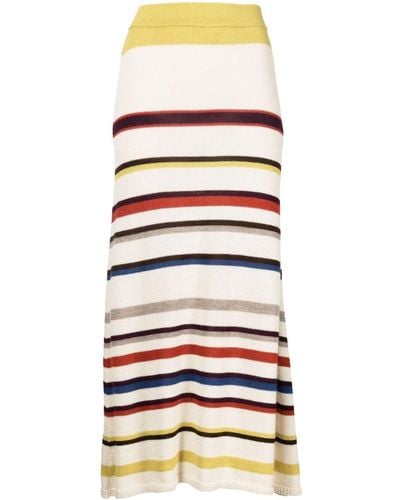 Silvia Tcherassi Striped Knit Midi Skirt - Natural