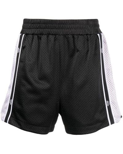 Fendi Pantalones cortos de deporte con banda del logo - Negro