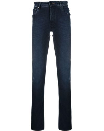 Hand Picked Logo-patch Straight-leg Jeans - Blue