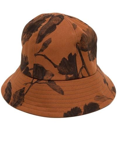 Erdem Sombrero de pescador con estampado floral - Marrón