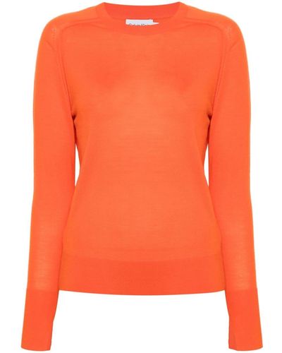 Calvin Klein Seam-detail Wool Sweater - Orange