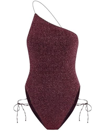 Oséree Asymmetric Side Tie-fastening Swimsuit - Purple