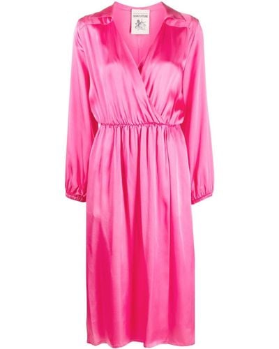Semicouture Plunging V-neck Midi-dress - Pink