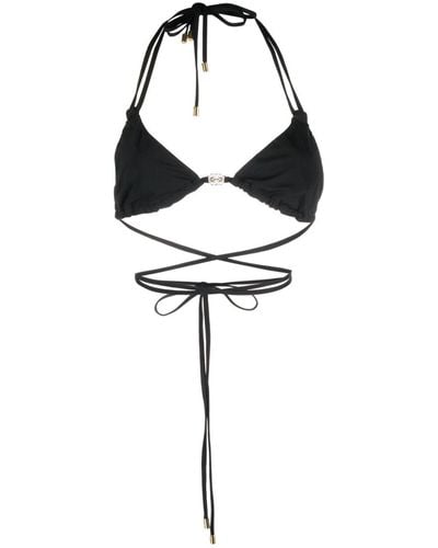 Loewe Haut de bikini à détail de logo - Noir