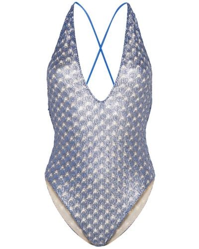 Missoni Knitted-overlay Swimsuit - Blue