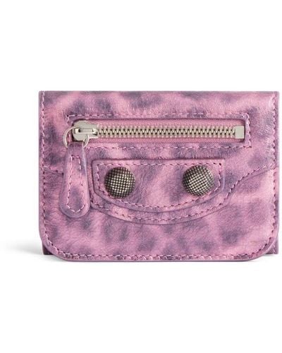 Balenciaga Mini Le Cagole Lambskin Wallet - Purple