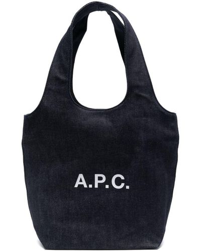 A.P.C. Handtasche mit Logo-Print - Schwarz