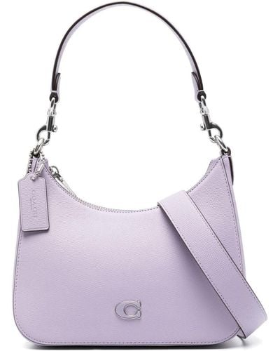 COACH Logo-appliqué Leather Shoulder Bag - Purple