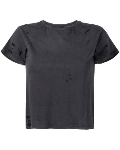 Cynthia Rowley T-shirt en coton à détails perforés - Noir