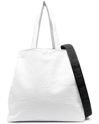 Philipp Plein Embossed Monogram Tote Bag - White
