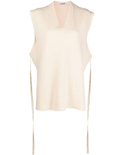 Jil Sander Wool V-neck Vest - White