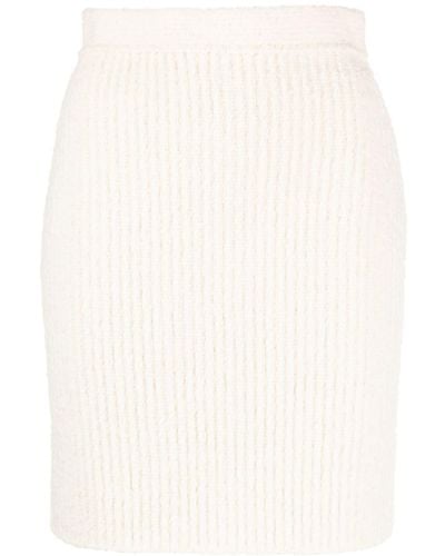 Ports 1961 Ribbed-knit Wool Blend Skirt - Natural