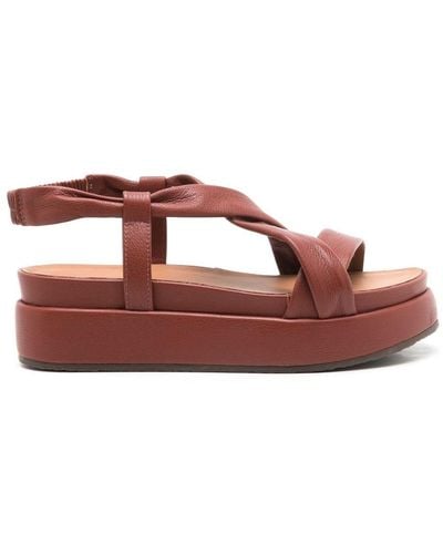 Sarah Chofakian Vionnet Leather Platform Sandals - Brown