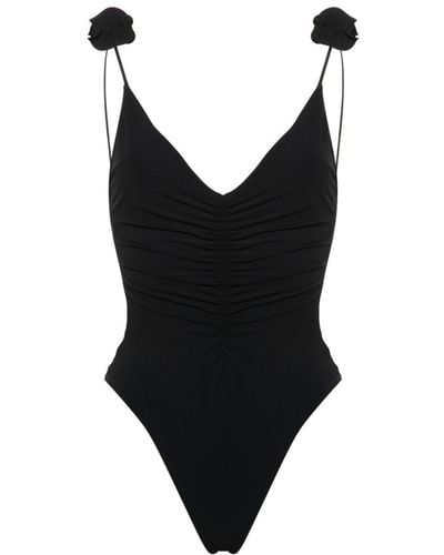 Magda Butrym Floral-appliqué Swimsuit - Black