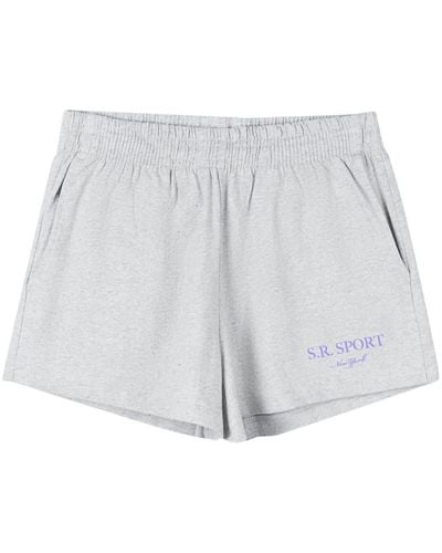Sporty & Rich Wimbledon Mélange-effect Shorts - White