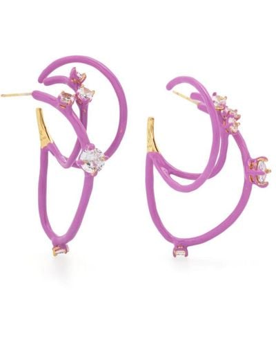 Panconesi Crystal-embellished Hoop Earrings - Pink